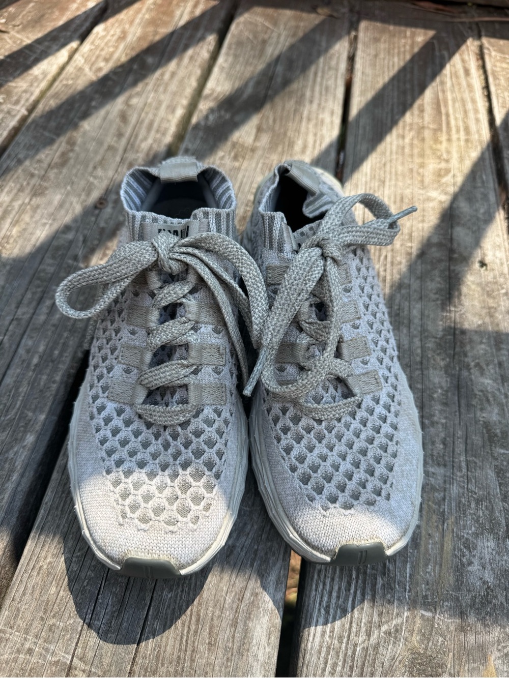 NOBULL Women's Knit Lace-Up Sneakers - Light Gray
